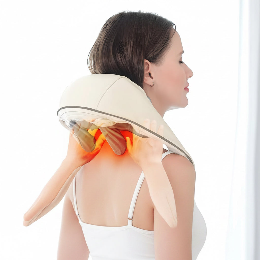 26W Brushless Motor Neck and Shoulder Massager Wireless Shoulder and Back Kneading Massage Shawl Neck Masajeador